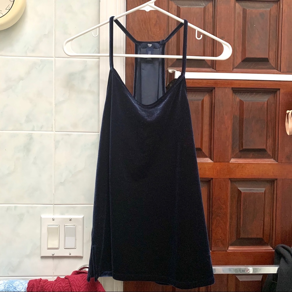 Navy velvet tank